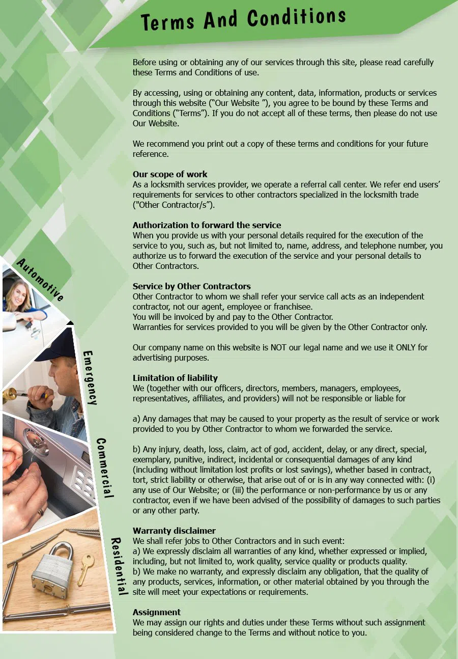 Lancaster Locksmith Service Lancaster, TX 972-512-6333 - TermsAndConditions-2